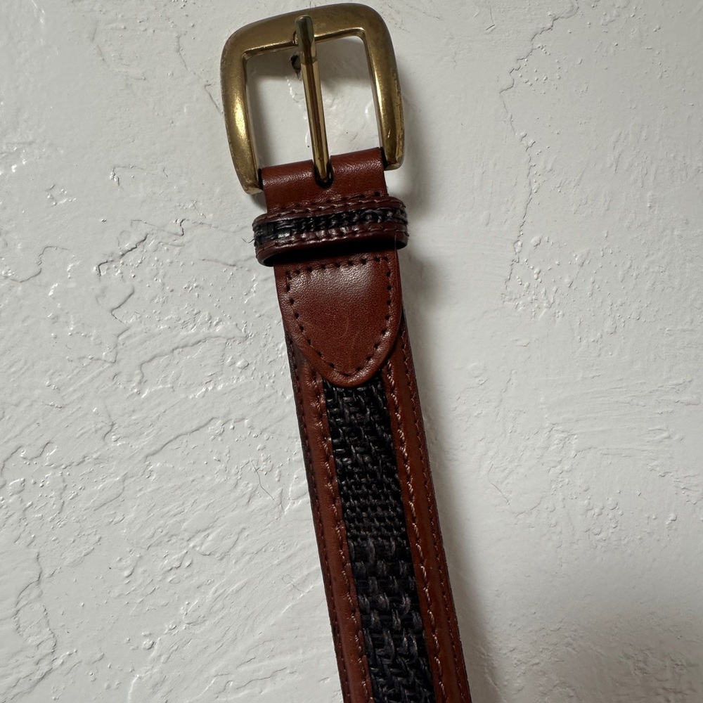 Brown and Black Leather Men's Belt